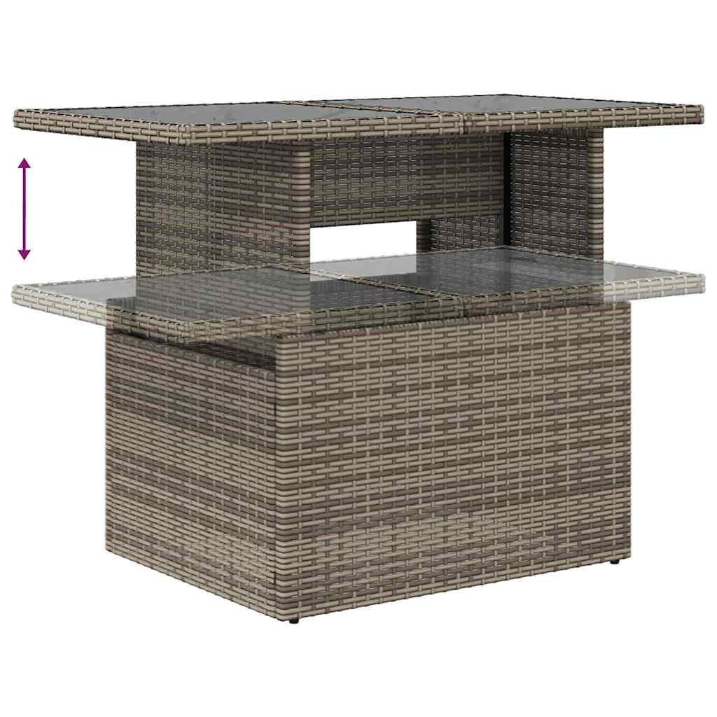 Sofa Set With Cushion With Storage 9 Pcs Grey Poly Rattan