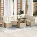 Sofa Set With Cushion 9 Pcs Beige And Cream Poly Rattan