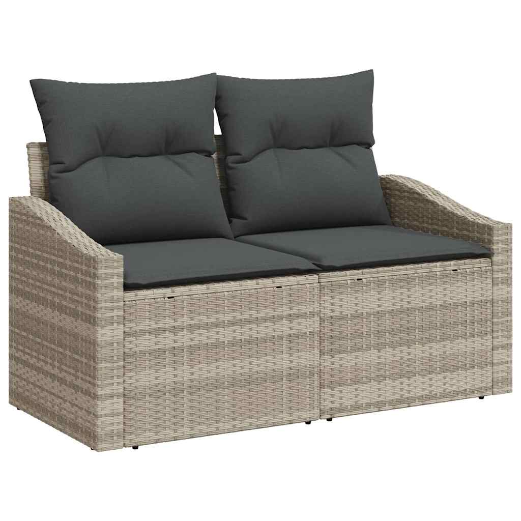 Sofa Set With Cushion With Storage 9 Pcs Light Grey Poly Rattan