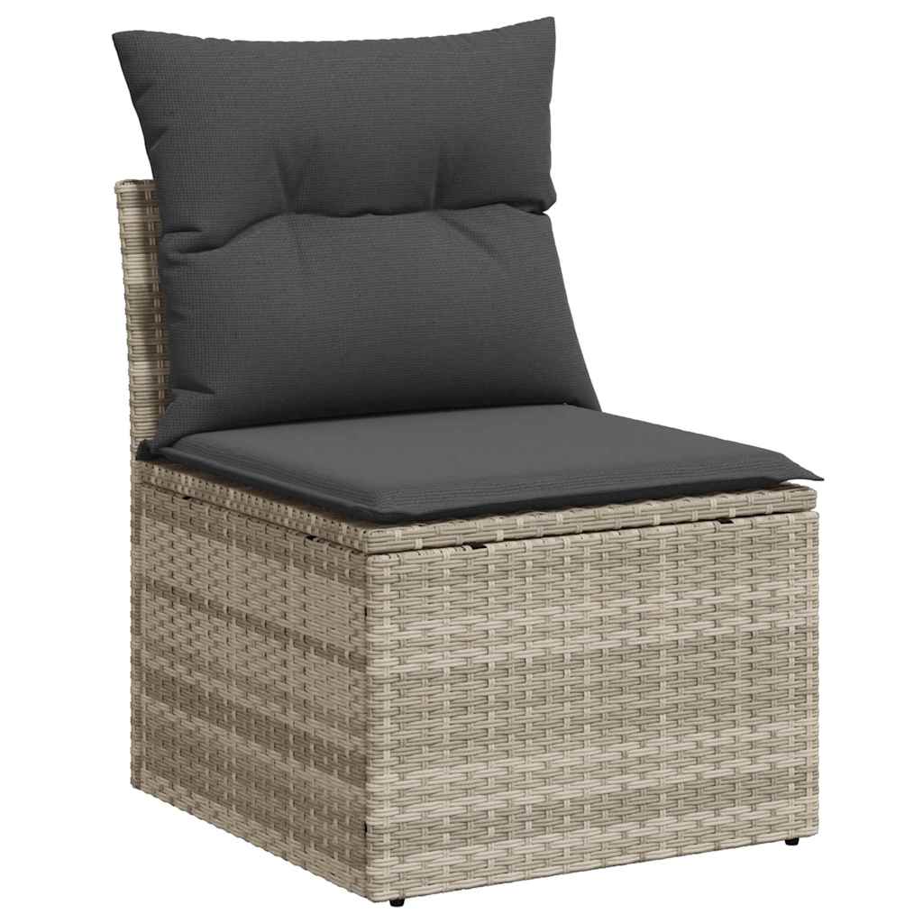 Sofa Set With Cushion With Storage 9 Pcs Light Grey Poly Rattan