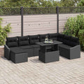 Sofa Set With Cushion With Storage 9 Pcs Black Poly Rattan