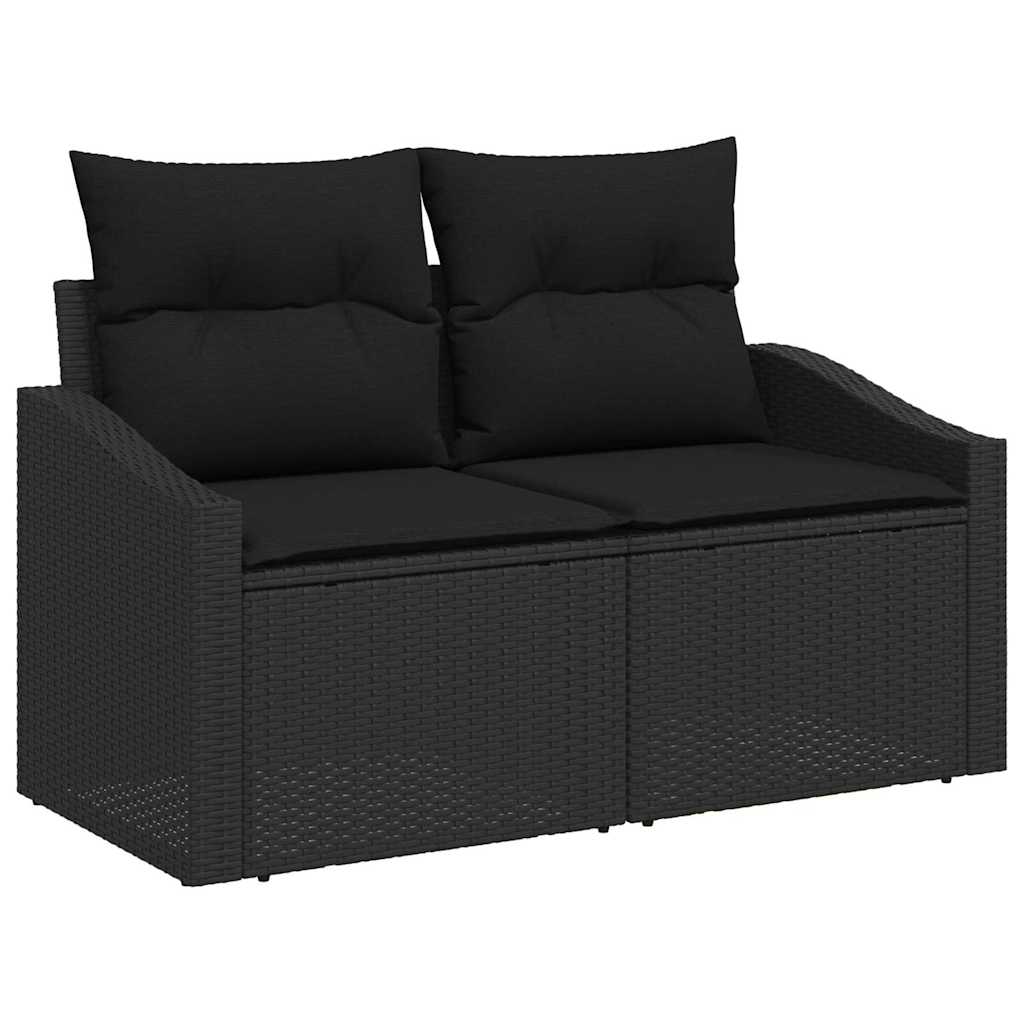 Sofa Set With Cushion With Storage 9 Pcs Black Poly Rattan