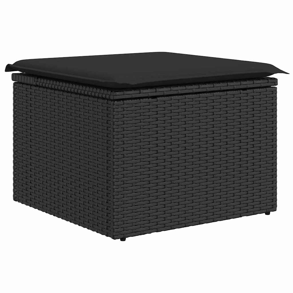 Sofa Set With Cushion With Storage 9 Pcs Black Poly Rattan