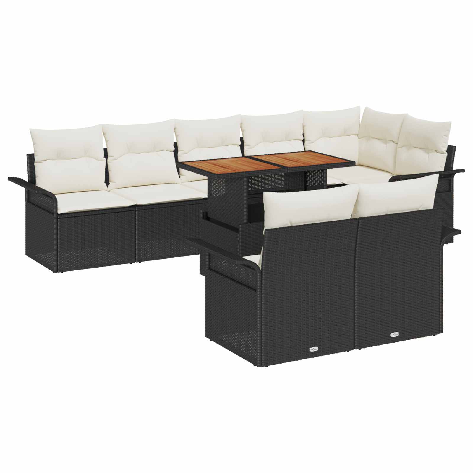 Garden Sofa Set With Cushion 9 Pcs Black And Cream Poly Rattan
