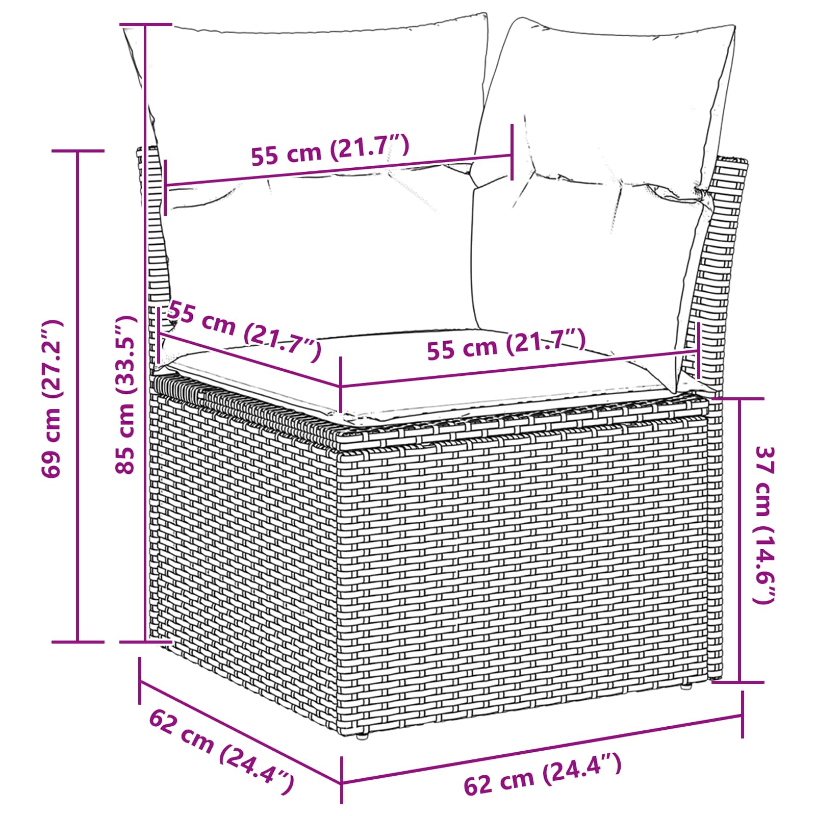 Garden Sofa Set With Cushion 9 Pcs Black And Cream Poly Rattan