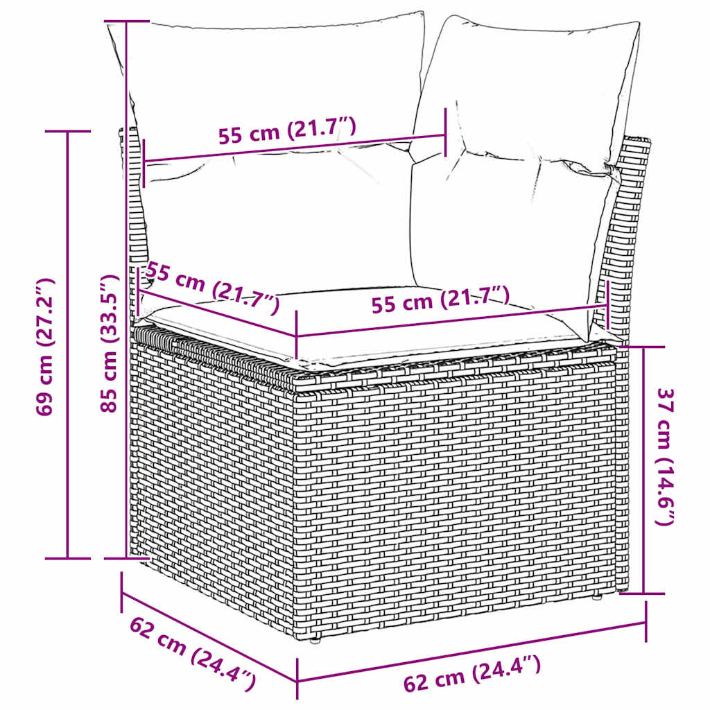 Garden Sofa Set With Cushion 9 Pcs Grey Poly Rattan