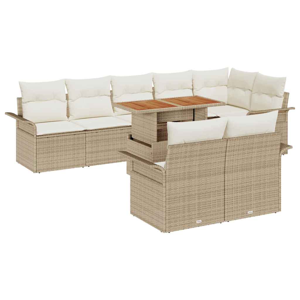 Garden Sofa Set With Cushion 9 Pcs Beige And Cream Poly Rattan