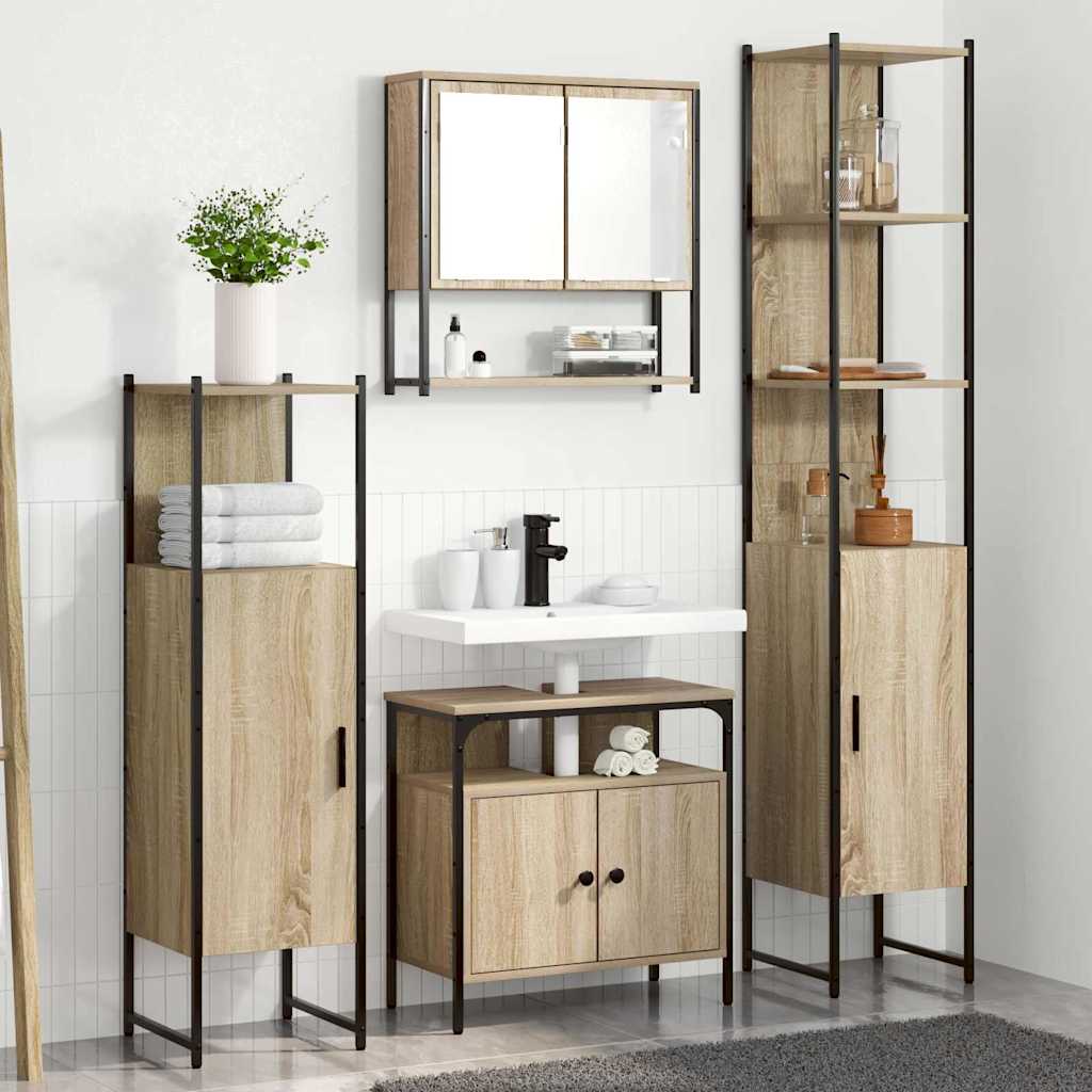 4 Piece Bathroom Furniture Set Engineered Wood