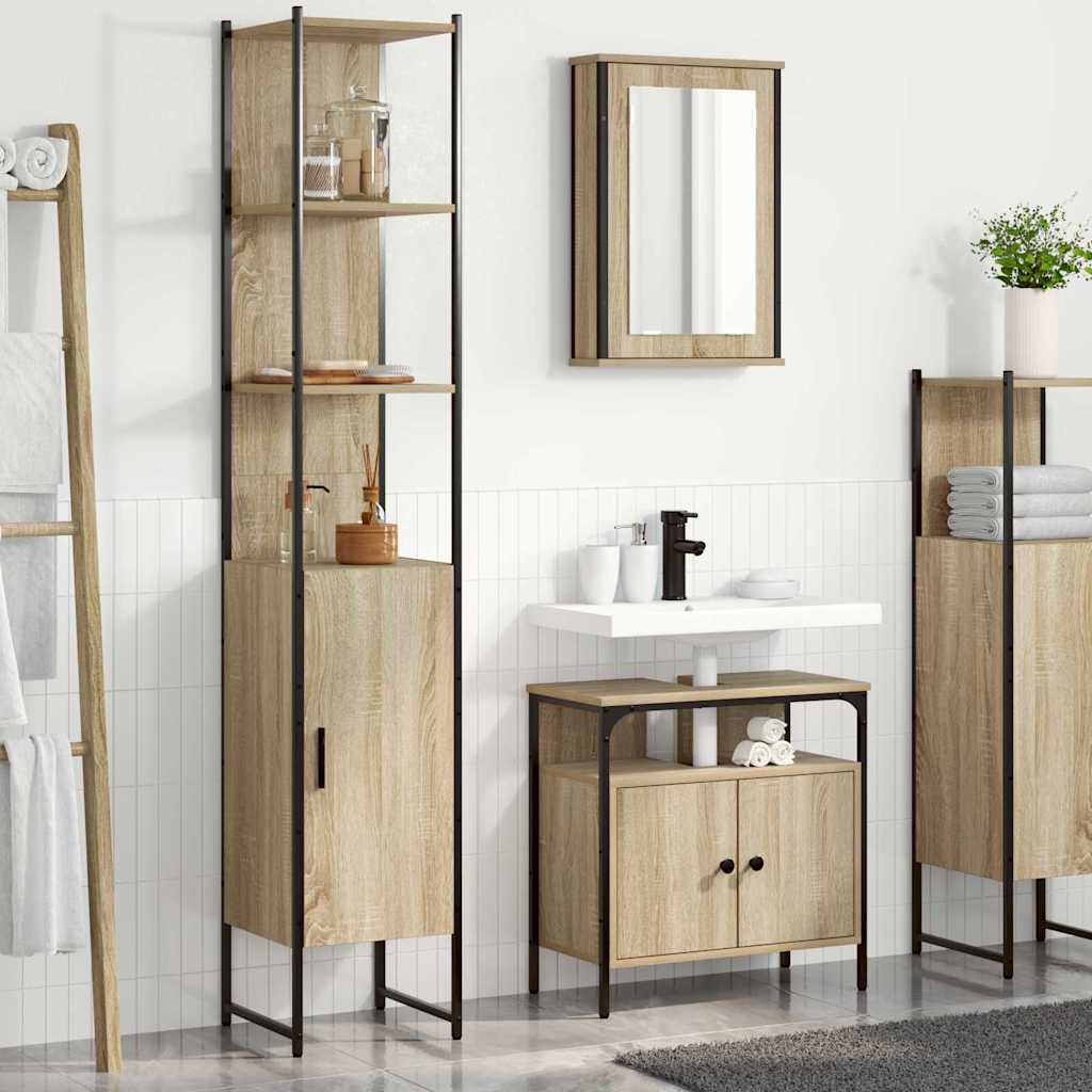 3 Piece Bathroom Furniture Set Engineered Wood
