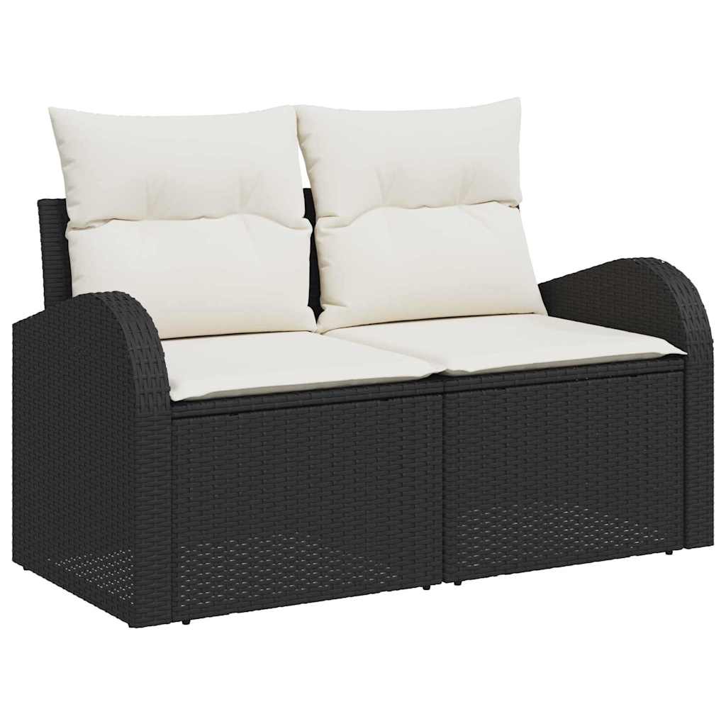 Sofa Set With Cushion 4 Pcs Black And White Poly Rattan