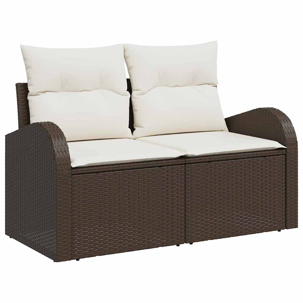 Sofa Set With Cushion 4 Pcs Brown And White Poly Rattan