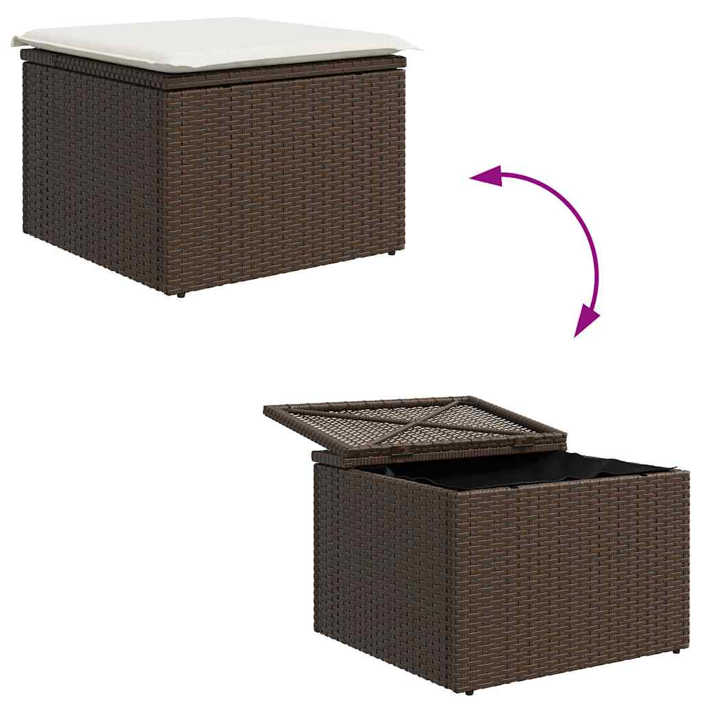 Sofa Set With Cushion 4 Pcs Brown And White Poly Rattan