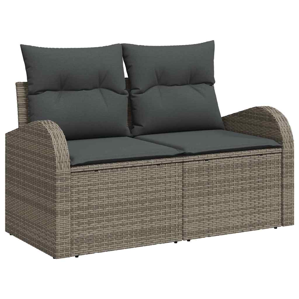 Sofa Set With Cushion With Storage 4 Pcs Grey Poly Rattan
