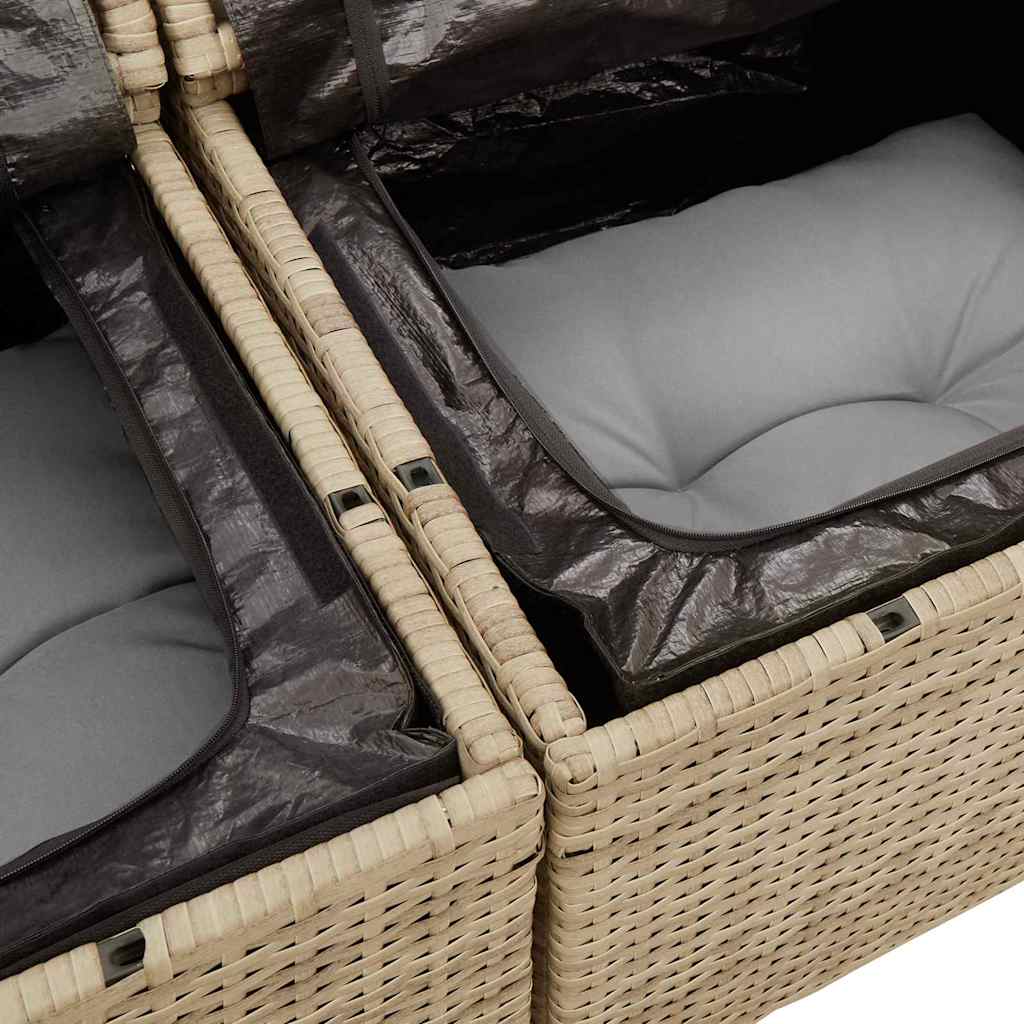 Sofa Set With Cushion 4 Pcs Beige And Light Grey Poly Rattan