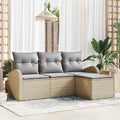 Sofa Set With Cushion 4 Pcs Beige And Light Grey Poly Rattan