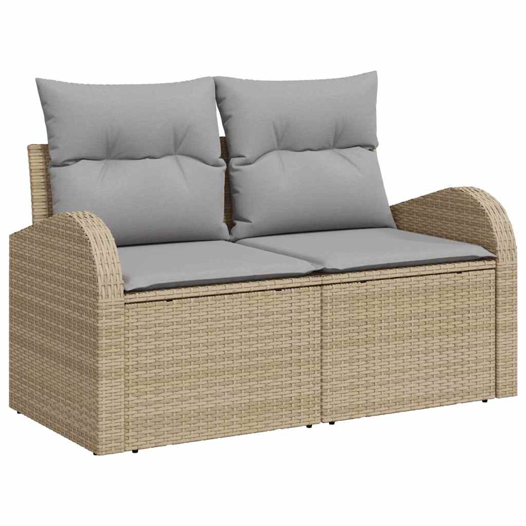 Sofa Set With Cushion 4 Pcs Beige And Light Grey Poly Rattan