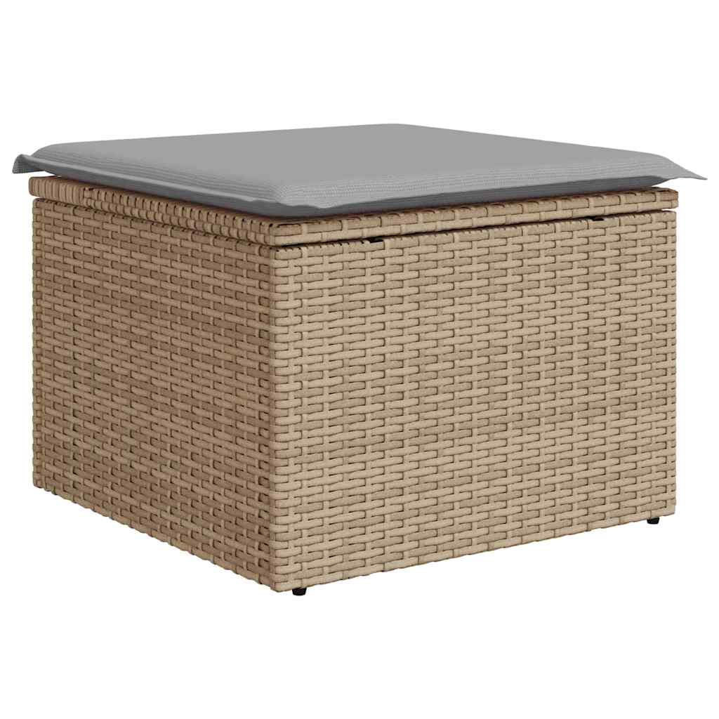 Sofa Set With Cushion 4 Pcs Beige And Light Grey Poly Rattan