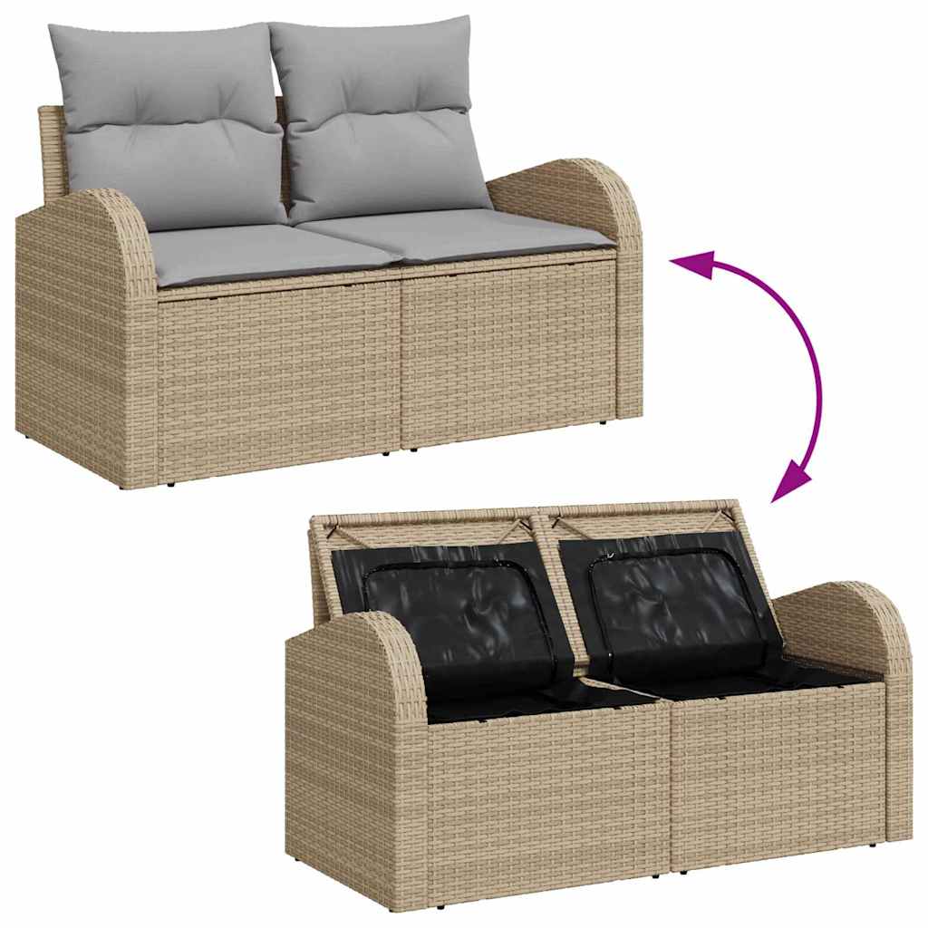 Sofa Set With Cushion 4 Pcs Beige And Light Grey Poly Rattan