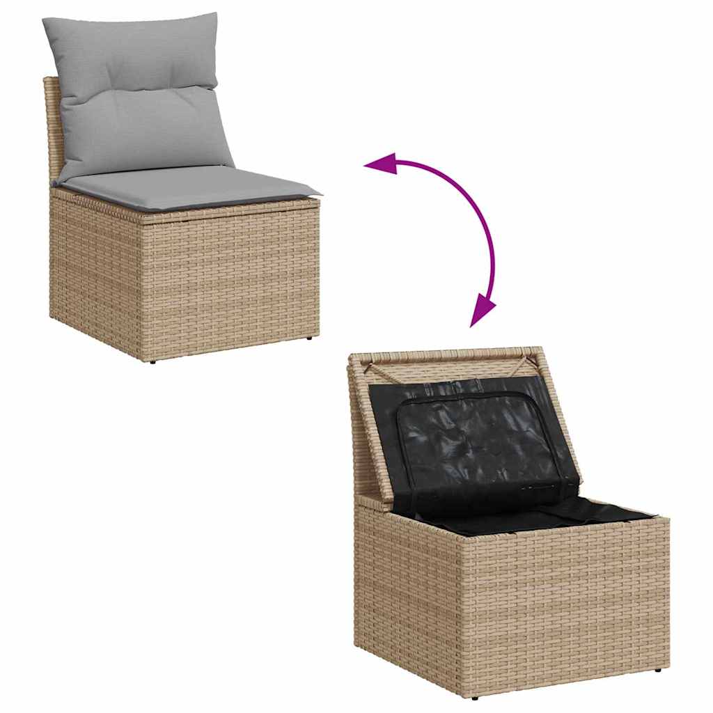 Sofa Set With Cushion 4 Pcs Beige And Light Grey Poly Rattan