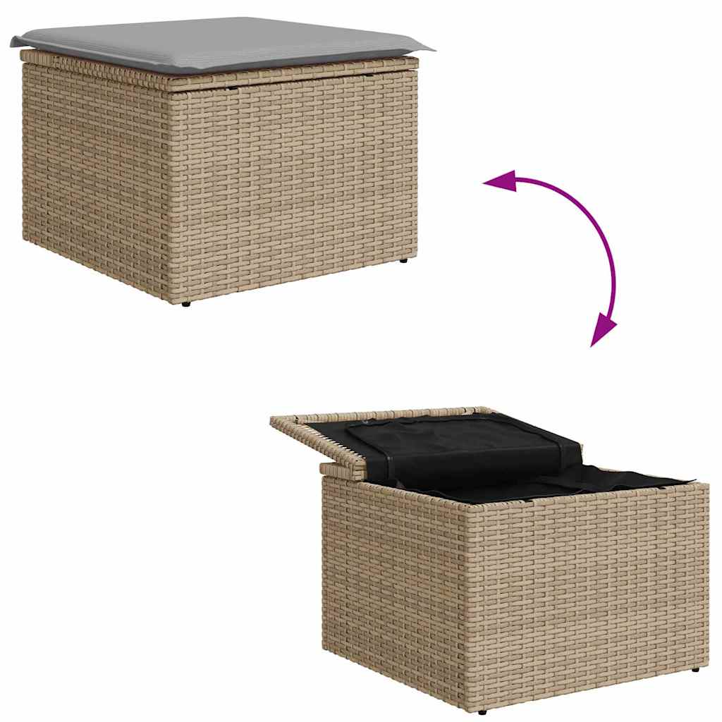 Sofa Set With Cushion 4 Pcs Beige And Light Grey Poly Rattan