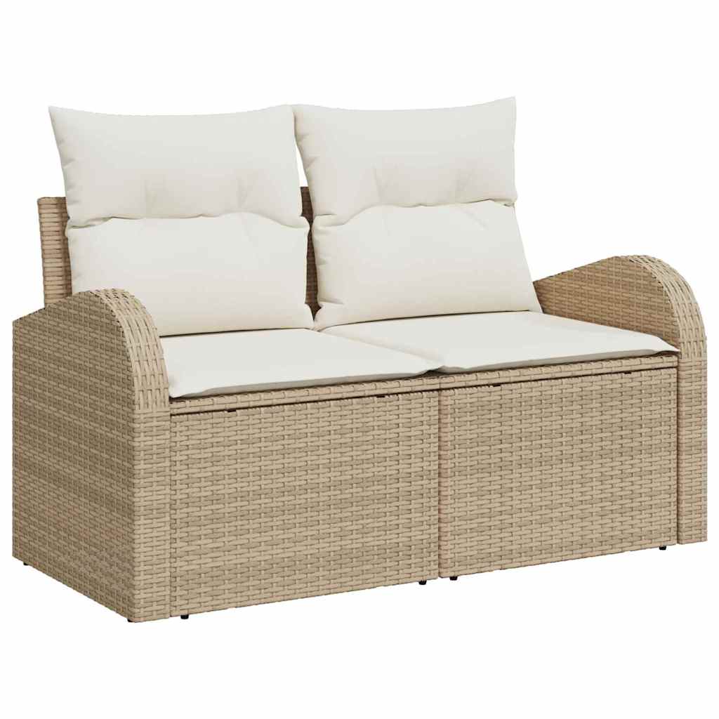 Sofa Set With Cushion 4 Pcs Beige And White Poly Rattan