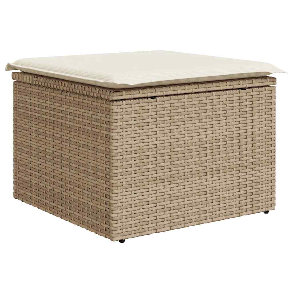 Sofa Set With Cushion 4 Pcs Beige And White Poly Rattan