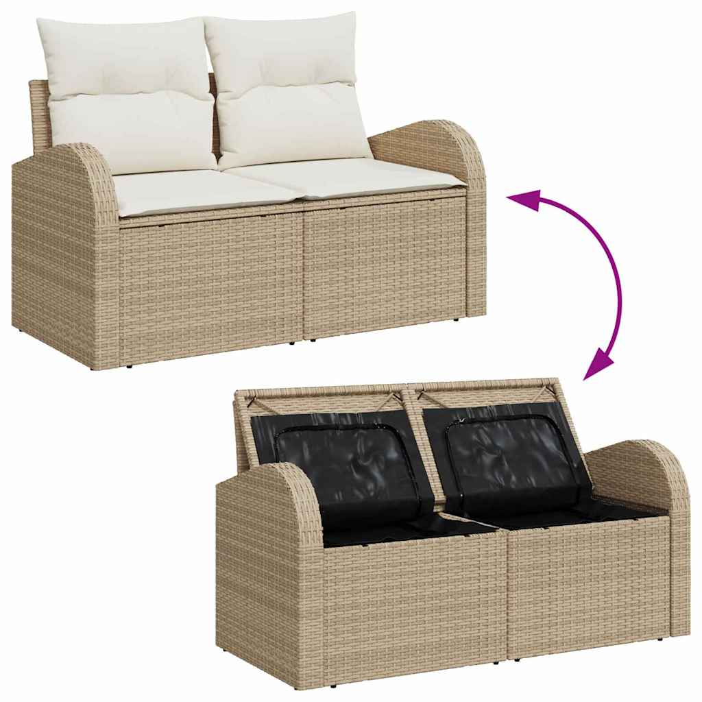 Sofa Set With Cushion 4 Pcs Beige And White Poly Rattan