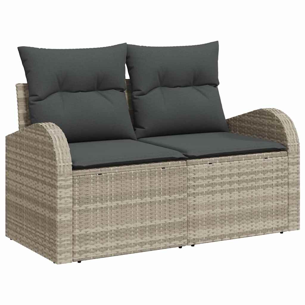 Sofa Set With Cushion With Storage 4 Pcs Light Grey Poly Rattan