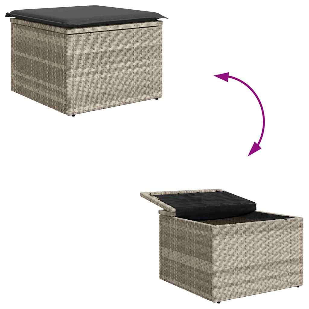 Sofa Set With Cushion With Storage 4 Pcs Light Grey Poly Rattan