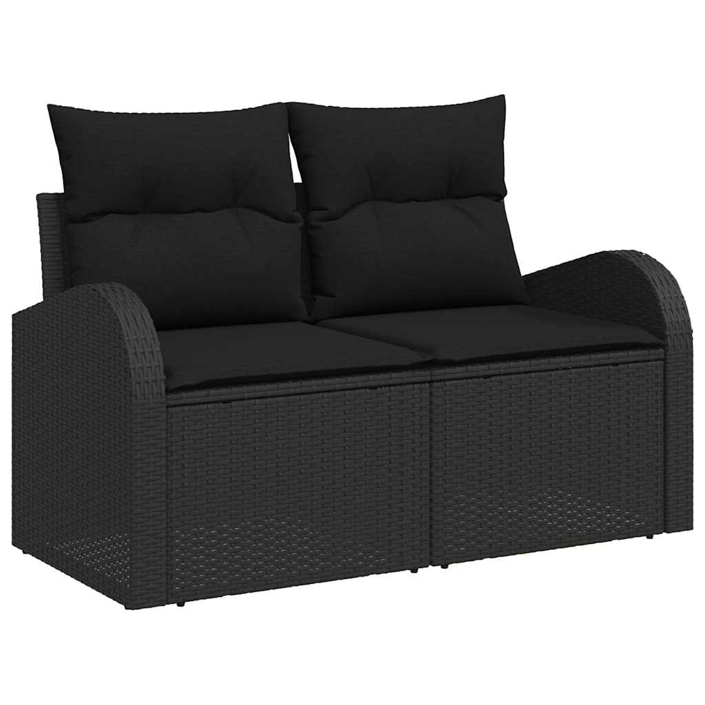 Sofa Set With Cushion With Storage 4 Pcs Black Poly Rattan