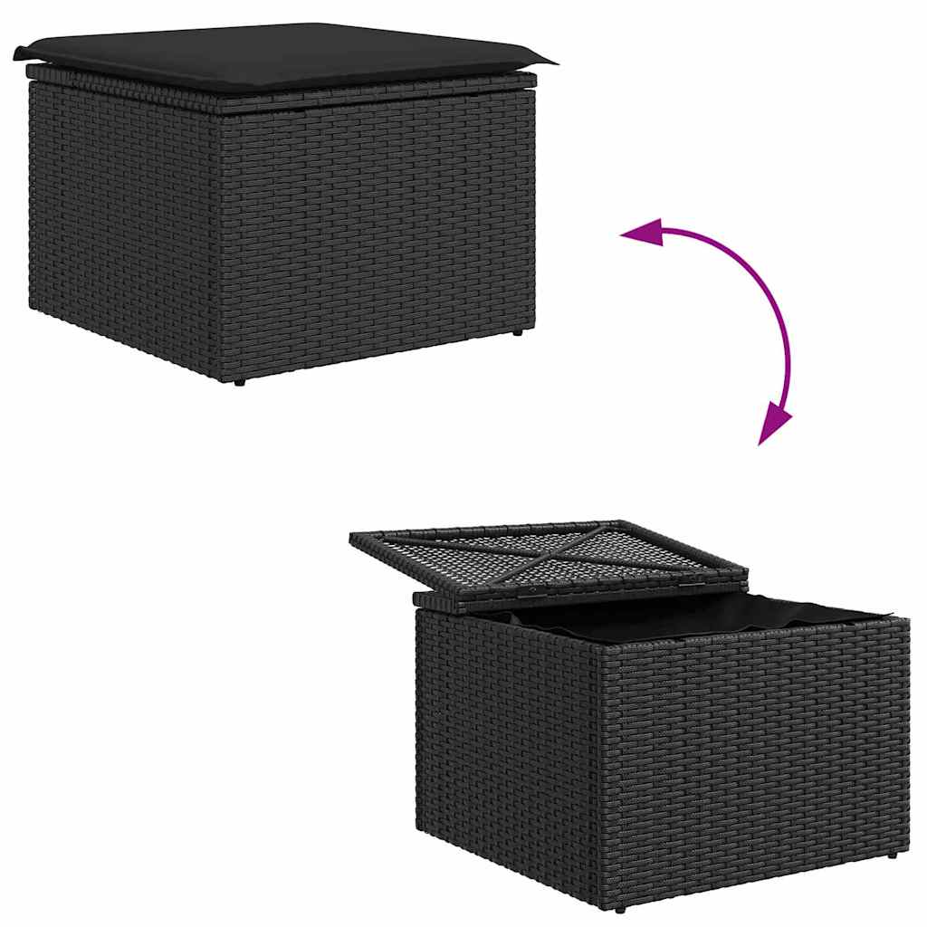 Sofa Set With Cushion With Storage 4 Pcs Black Poly Rattan