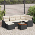 Garden Sofa Set With Storage 7 Pcs Black And Cream Poly Rattan