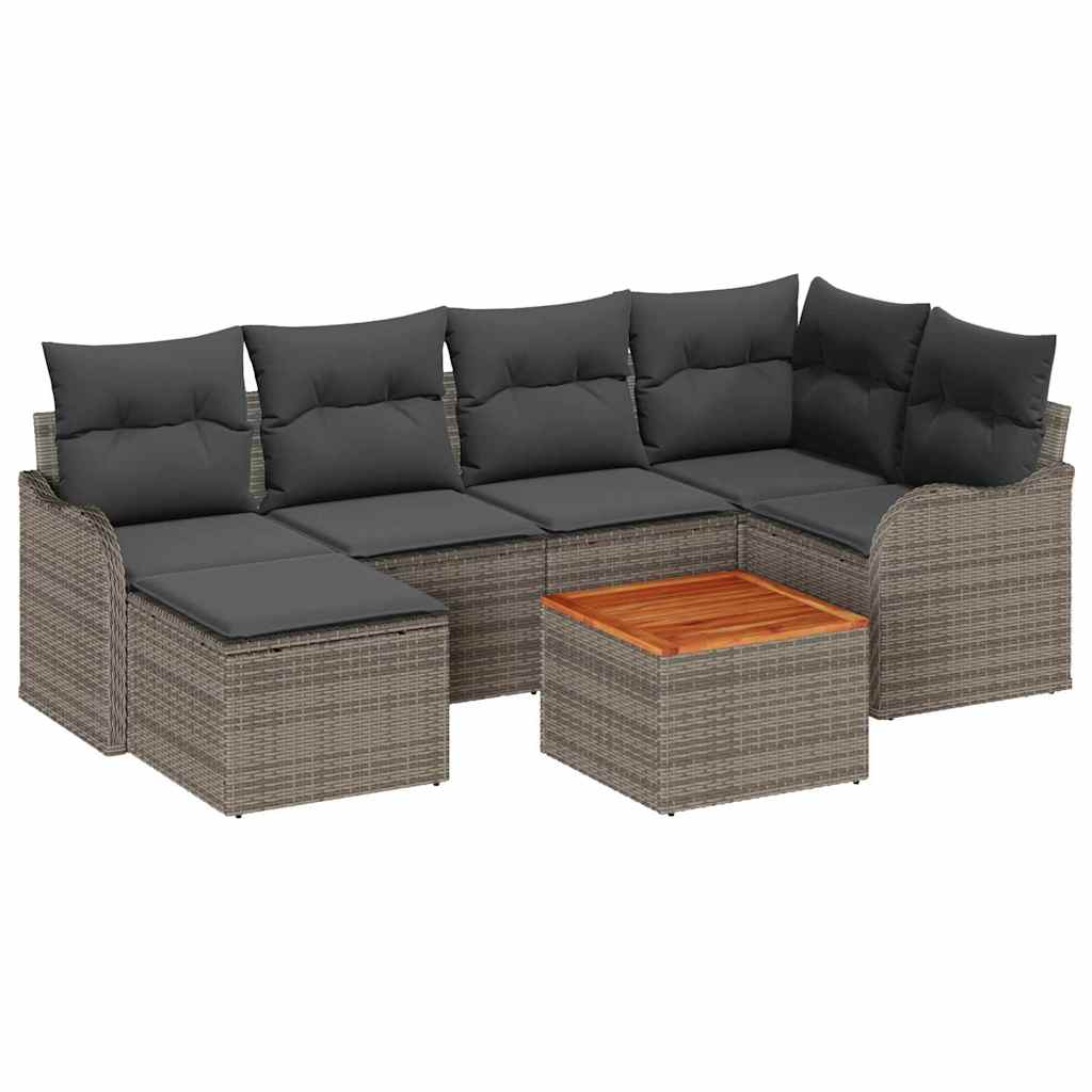 Garden Sofa Set With Storage 7 Pcs Grey Poly Rattan