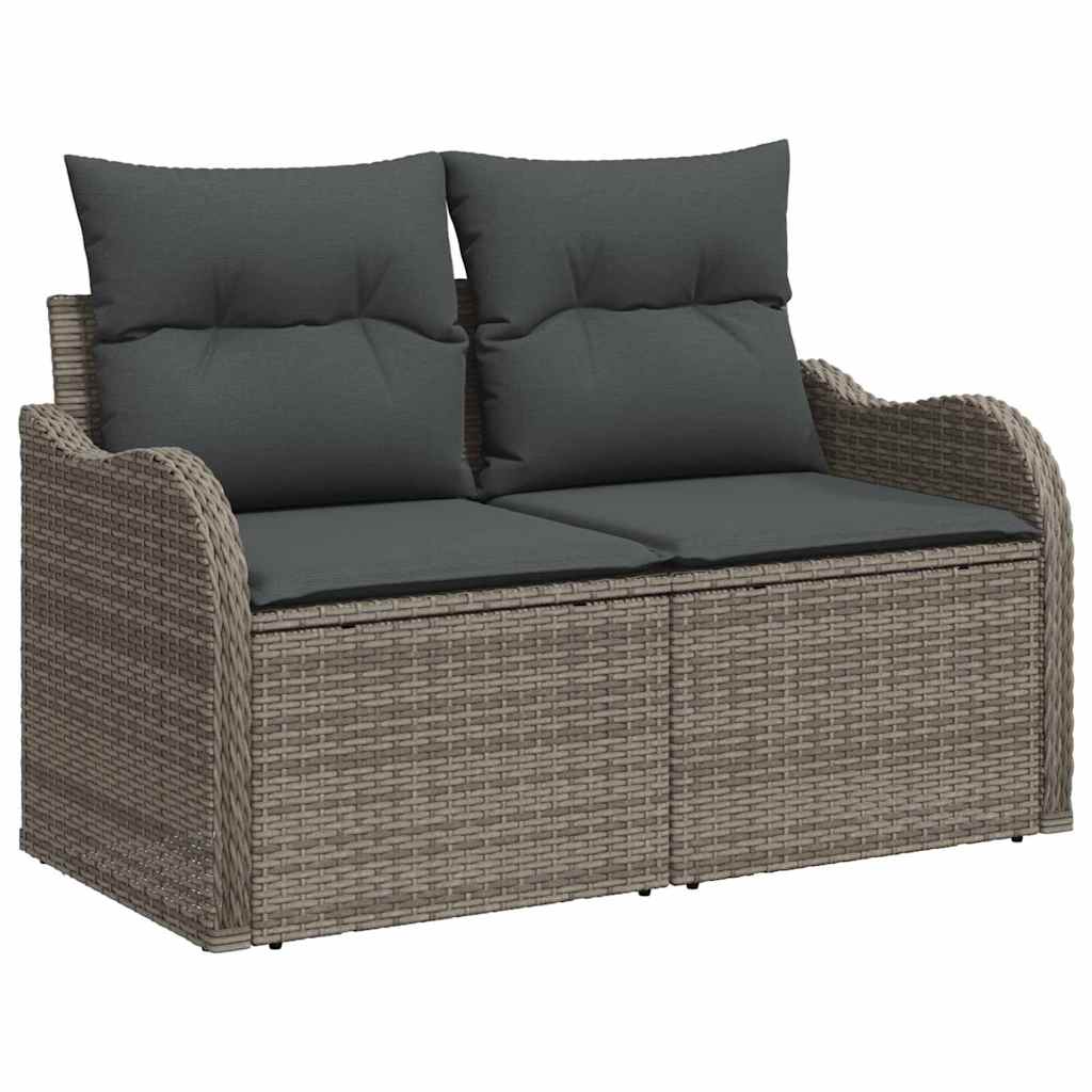 Garden Sofa Set With Storage 7 Pcs Grey Poly Rattan