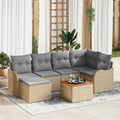 Garden Sofa Set 7 Pcs Beige And Light Grey Poly Rattan