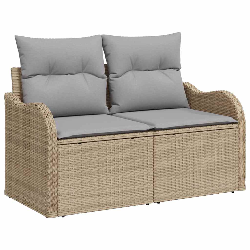 Garden Sofa Set 7 Pcs Beige And Light Grey Poly Rattan