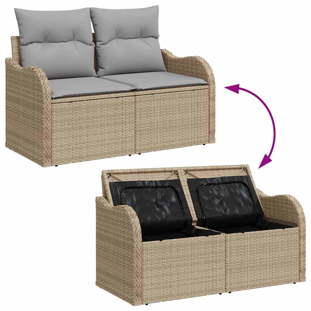 Garden Sofa Set 7 Pcs Beige And Light Grey Poly Rattan