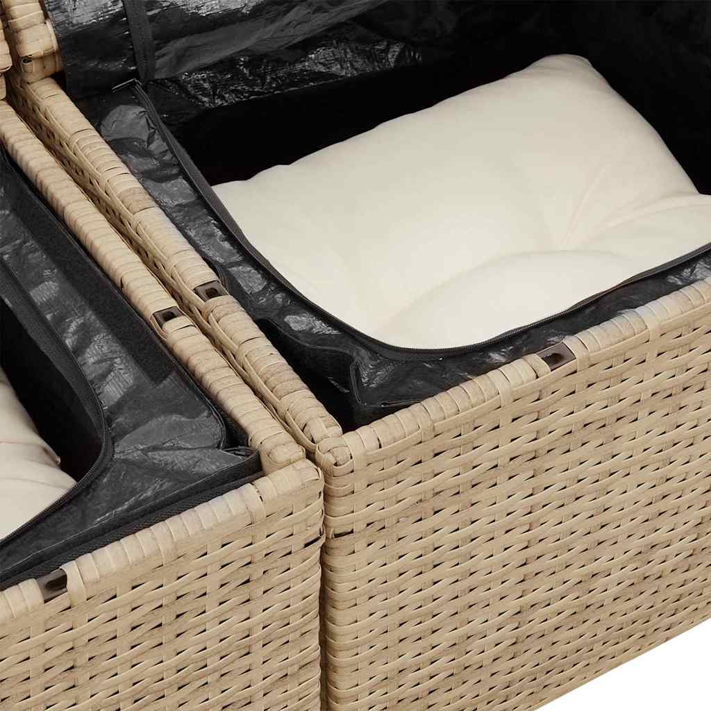 Garden Sofa Set With Storage 7 Pcs Beige And Cream Poly Rattan