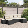 Garden Sofa Set With Cushion 6 Pcs Black And Cream Poly Rattan