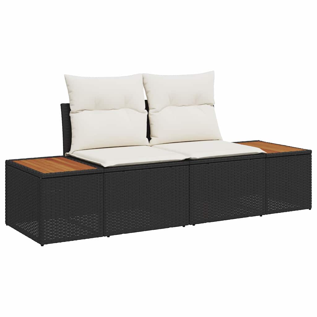 Garden Sofa Set With Cushion 6 Pcs Black And Cream Poly Rattan
