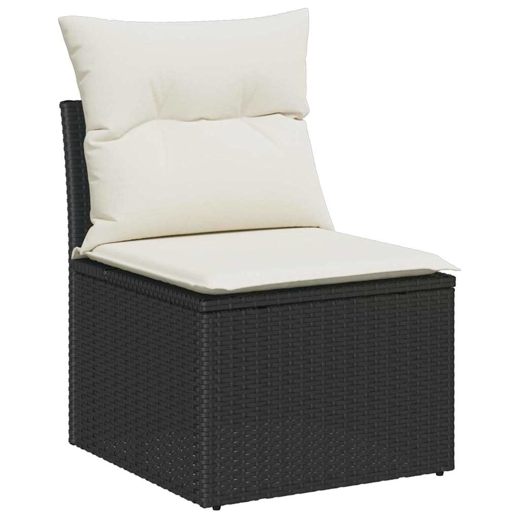 Garden Sofa Set With Cushion 6 Pcs Black And Cream Poly Rattan