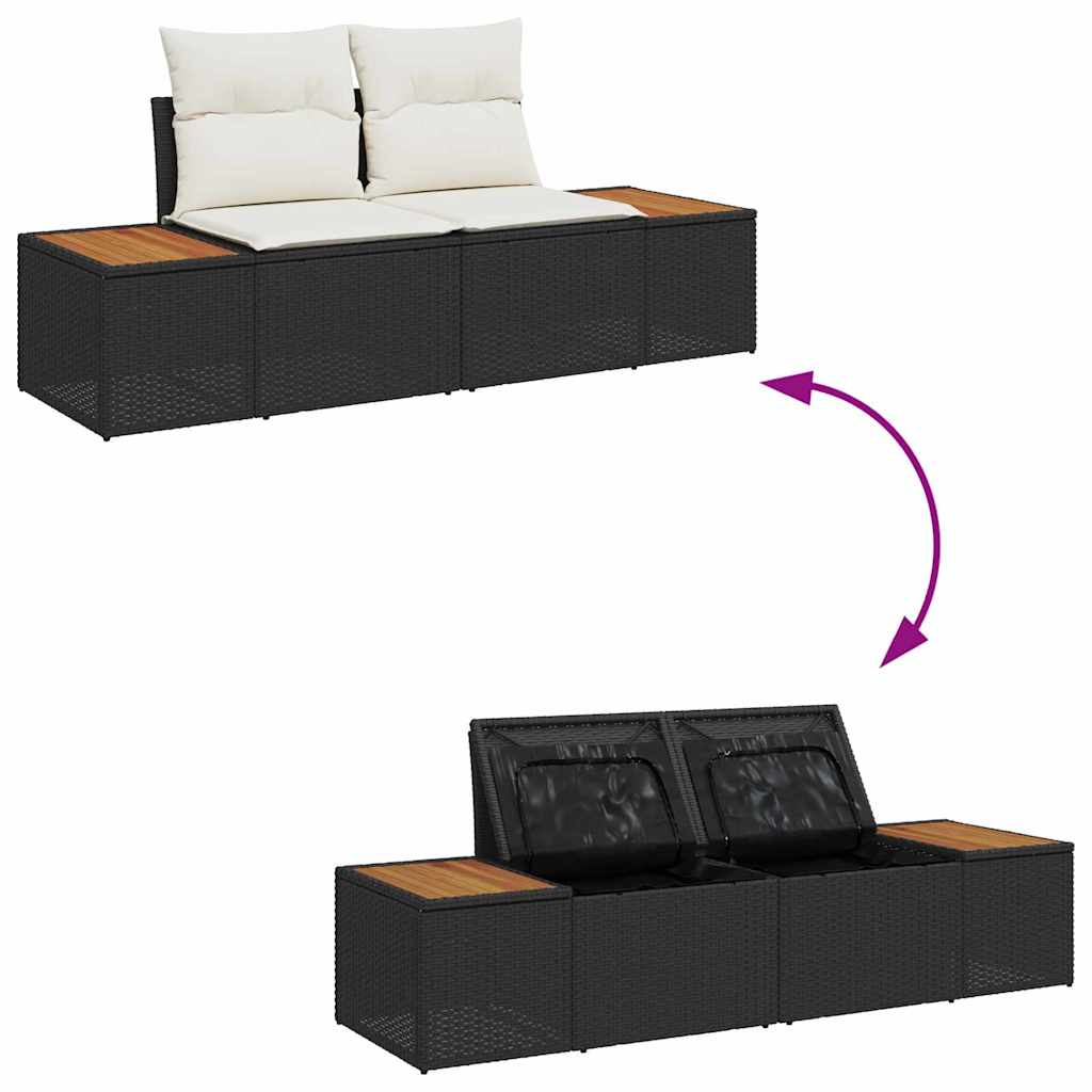 Garden Sofa Set With Cushion 6 Pcs Black And Cream Poly Rattan