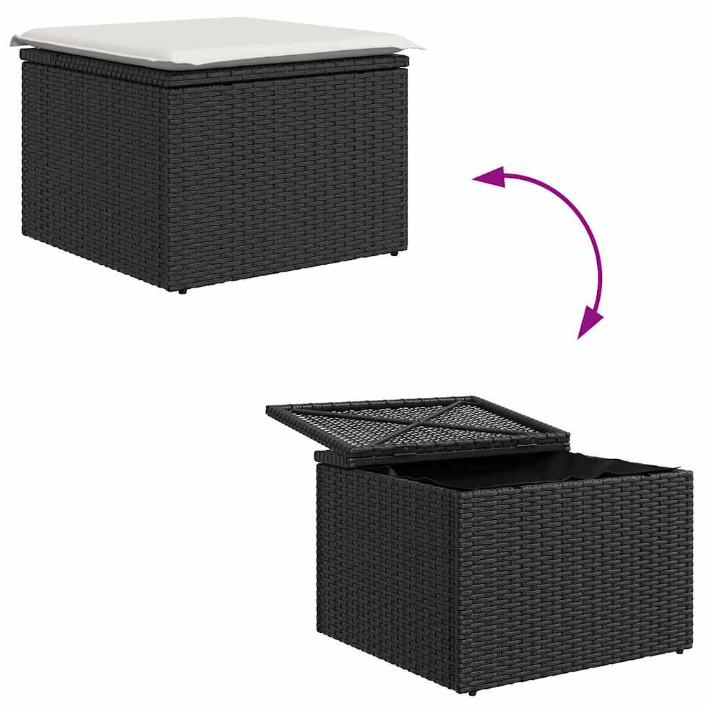 Garden Sofa Set With Cushion 6 Pcs Black And Cream Poly Rattan
