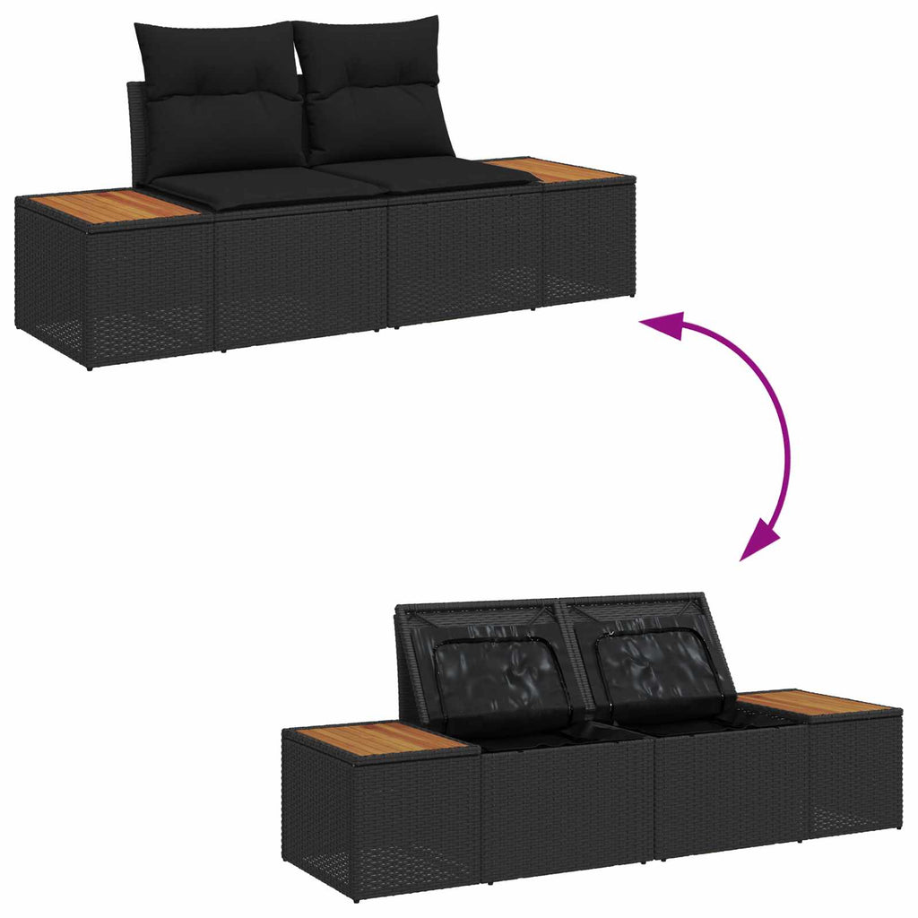 Garden Sofa Set With Cushion 6 Pcs Black Poly Rattan
