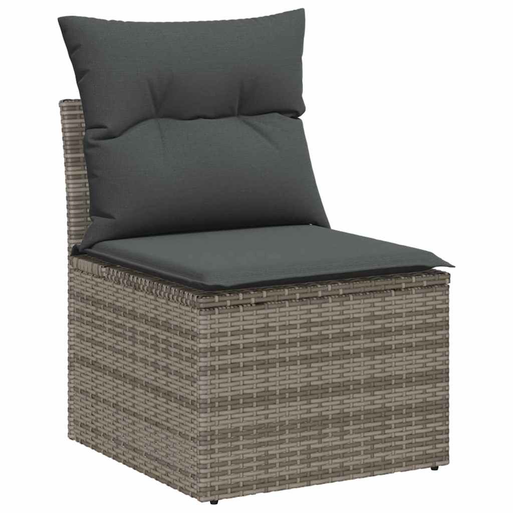 Garden Sofa Set With Cushion 6 Pcs Grey Poly Rattan