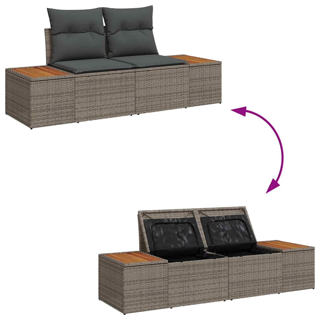 Garden Sofa Set With Cushion 6 Pcs Grey Poly Rattan