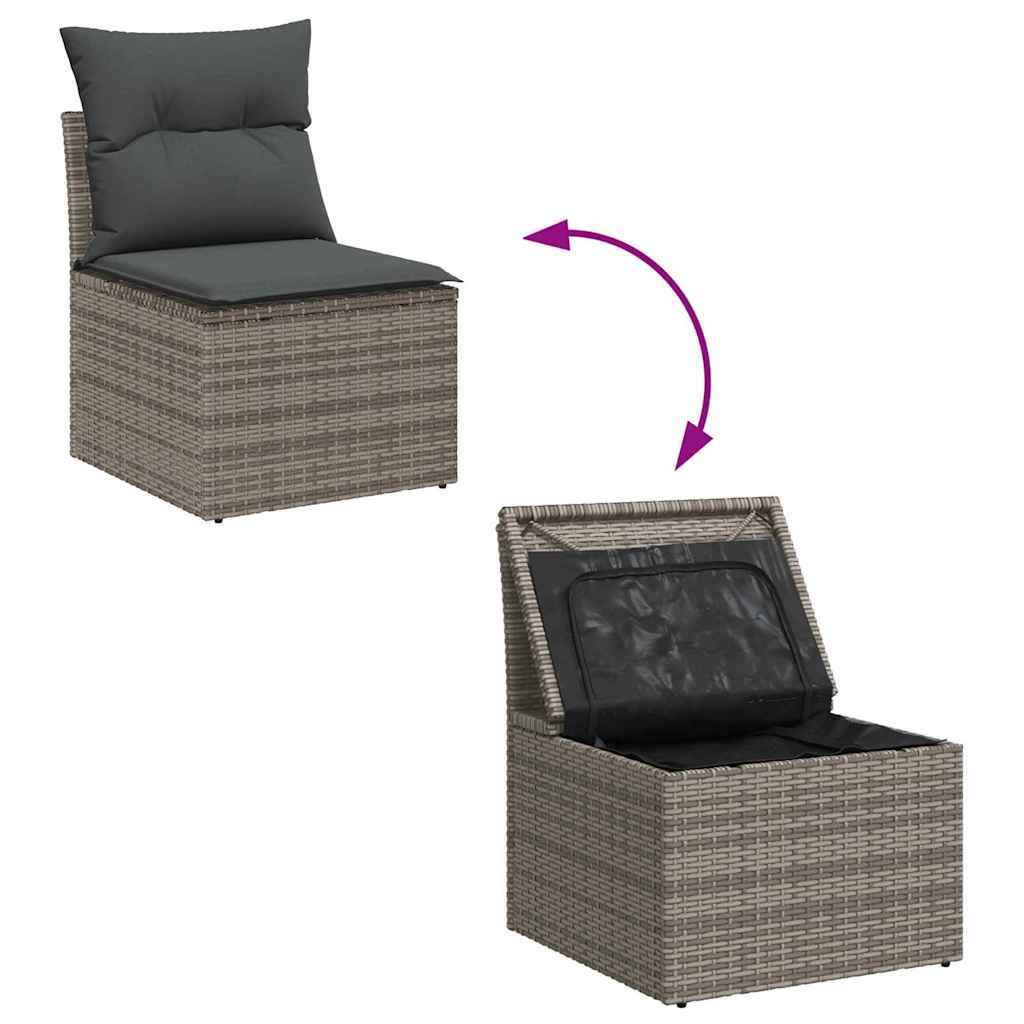 Garden Sofa Set With Cushion 6 Pcs Grey Poly Rattan
