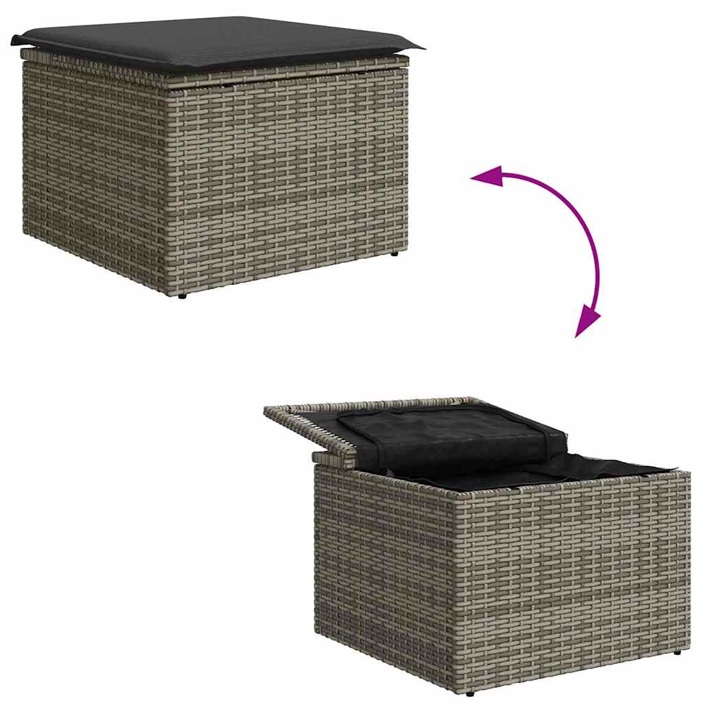 Garden Sofa Set With Cushion 6 Pcs Grey Poly Rattan