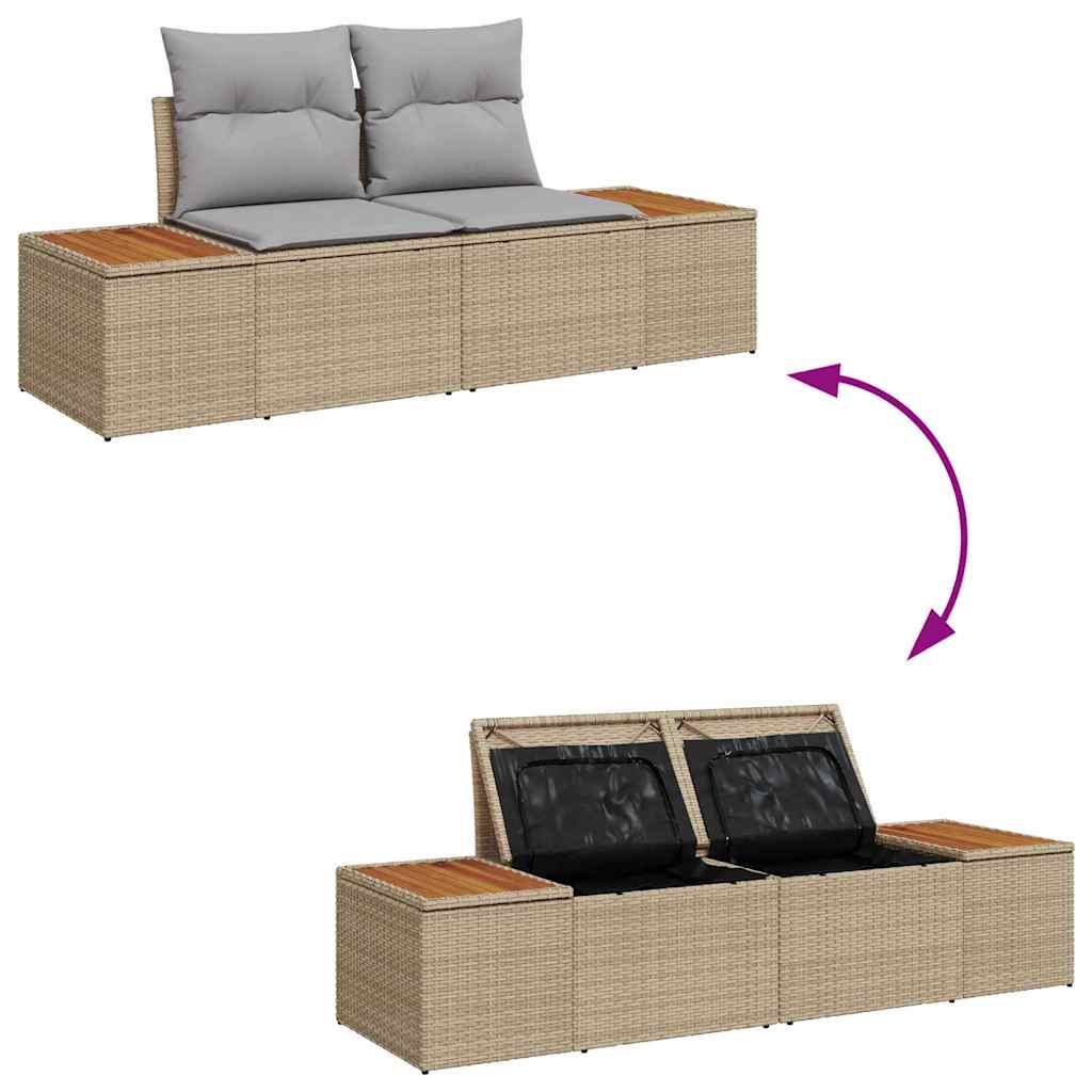 Garden Sofa Set 6 Pcs Beige And Light Grey Poly Rattan
