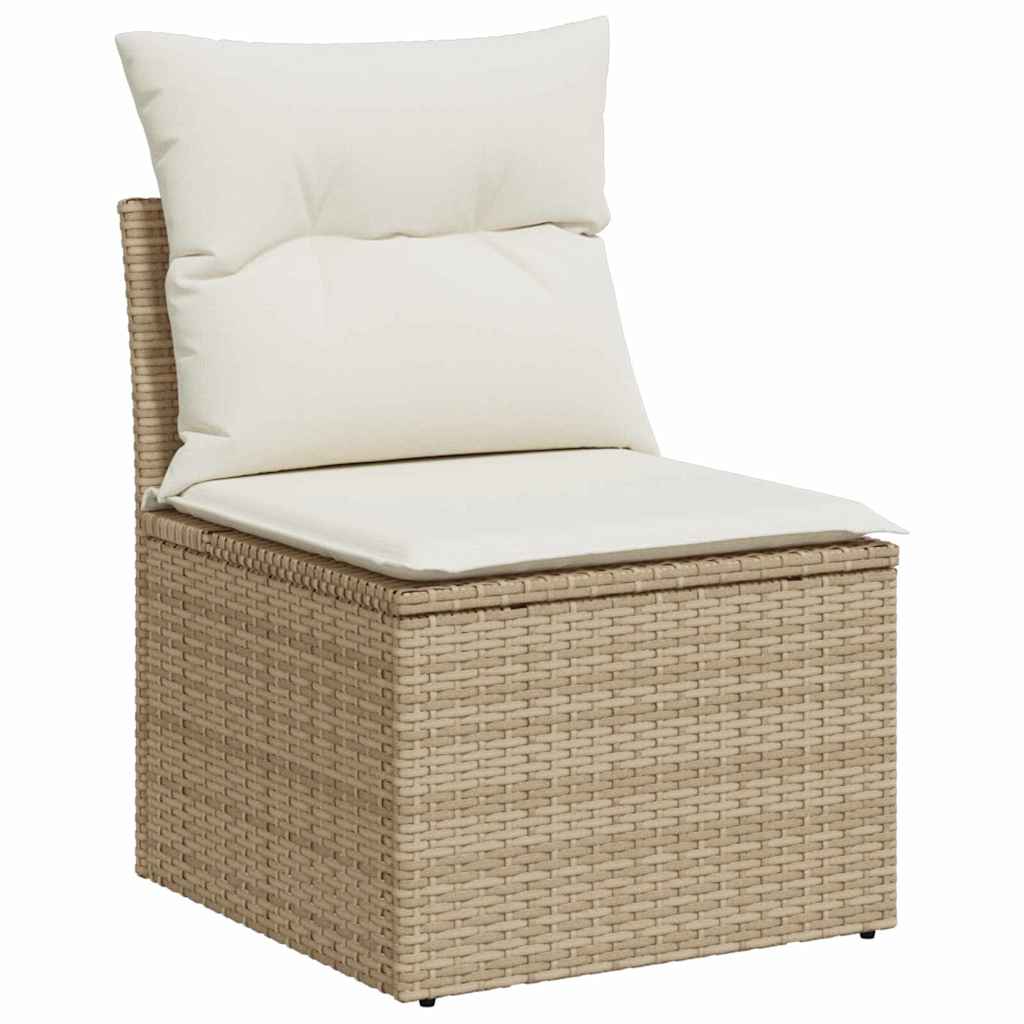 Garden Sofa Set With Cushion 6 Pcs Beige And Cream Poly Rattan